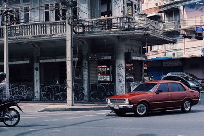 Cars parked in front of building