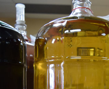 Close-up of beer glass on table