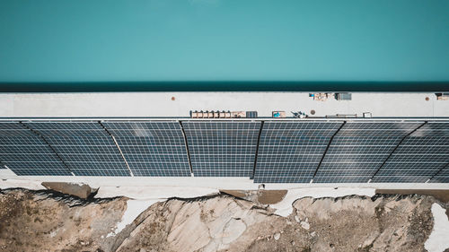 Photovoltaic panels on a dam in 2.500 meter above sea level in the swiss alps