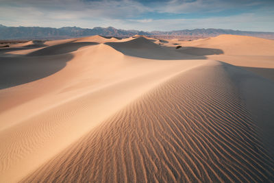 Sand dune in desert against sky