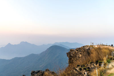 Scenic view of mountains against clear sky