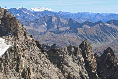 Scenic view of rocky mountains against sky