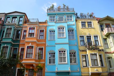 Colored houses in balat. istanbul, turkey