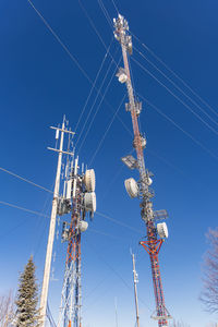 Low angle view of electricity pylon against sky