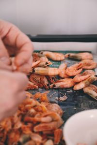 Midsection of person preparing food