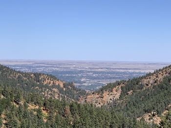 Scenic view of land against clear blue sky