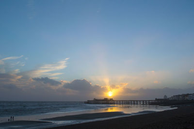 Scenic view of sea at sunset