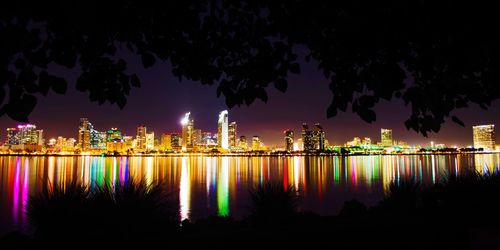 Illuminated city at night