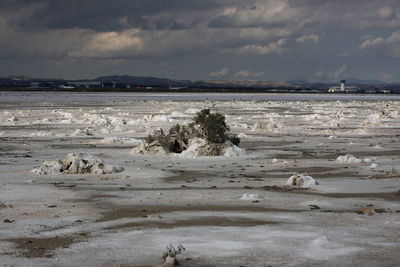 Scenic view of sea against sky during winter