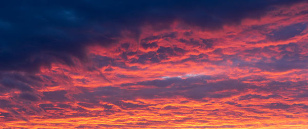 Low angle view of dramatic sky during sunset