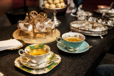 Tea cup on table