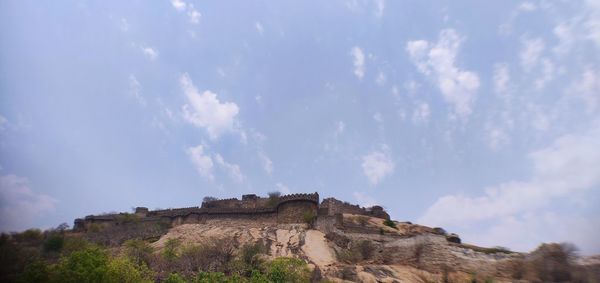 Low angle view of fort against sky