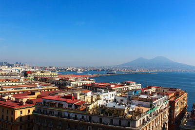 High angle view of city at waterfront