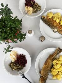 High angle view of food on table