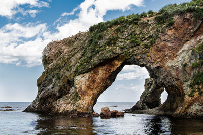 A  rock formation on the coast of the sea of okhotsk. cape velikan, island sakhalin , russia