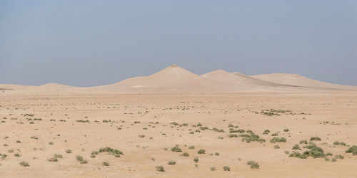 Scenic view of desert against clear sky