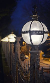 Close-up of illuminated street light