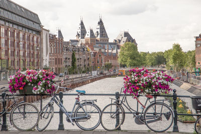 Bicycles parked in front of building