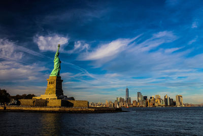 Statue of liberty at bay in city