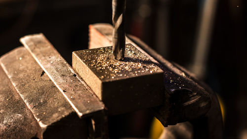 Close-up of machine part in factory