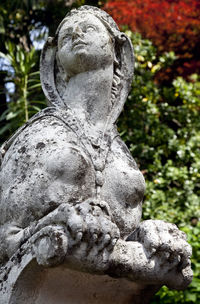 Close-up of angel statue in cemetery