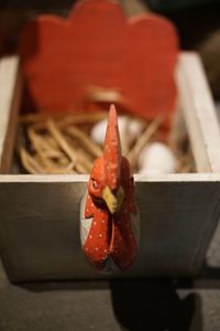 High angle view of cherries in container on table