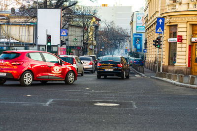 Cars on city street