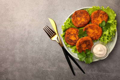 High angle view of food on table