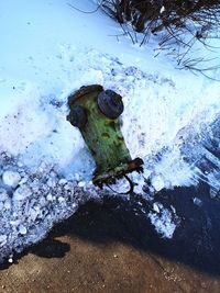 High angle view of snow on land
