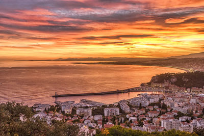 Sunset over nice, france