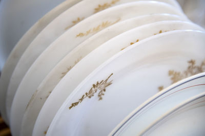 Close-up of white plates