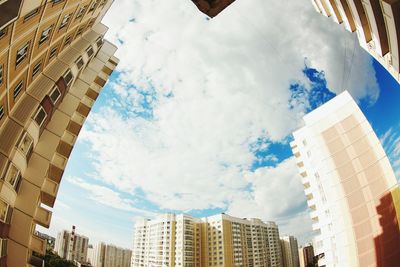 Low angle view of skyscrapers against sky