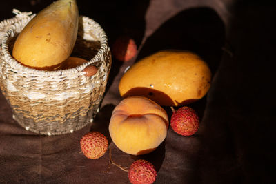 Close-up of fruits on table