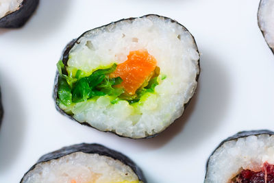 Close-up of sushi served in plate