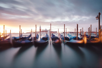 View of boats moored at dock