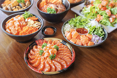 High angle view of food on table