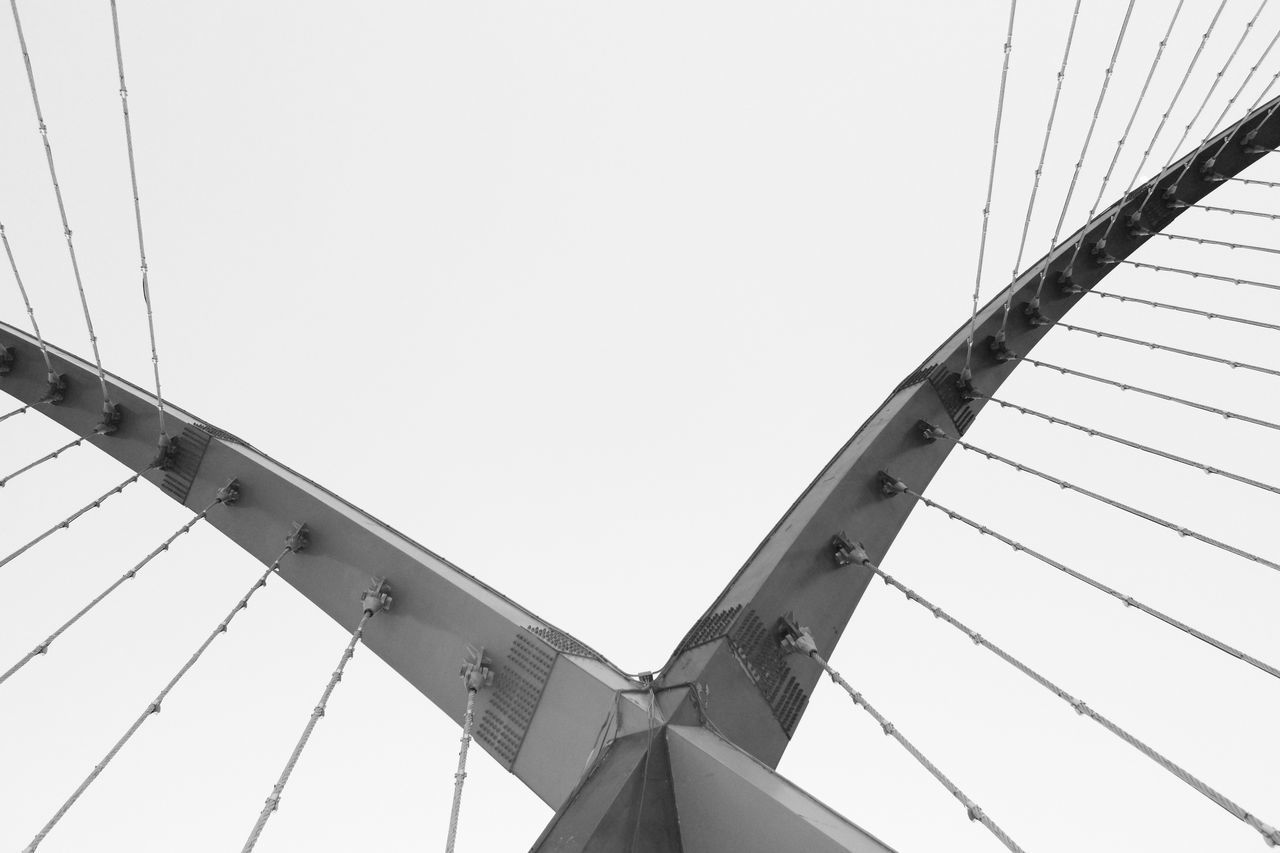 LOW ANGLE VIEW OF SUSPENSION BRIDGE AGAINST SKY