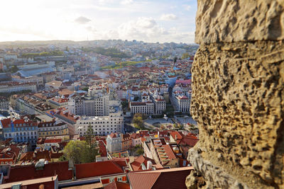 High angle view of townscape against sky