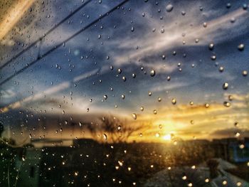 Close-up of water drops on glass