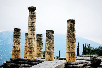 Low angle view of old temple against sky