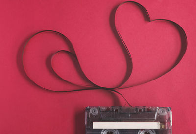 Close-up of heart shape on red wall