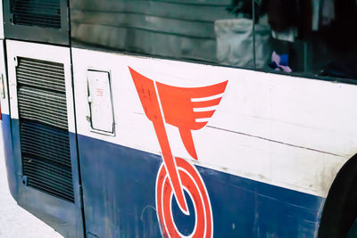 Close-up of flag against building