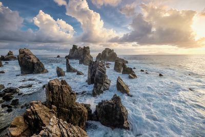 Panoramic view of sea against sky during winter