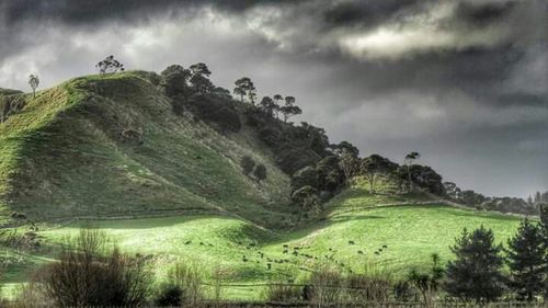 Scenic view of landscape against cloudy sky