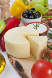 Close-up of fruits and vegetables on table