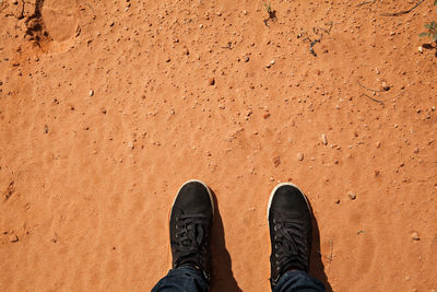 Low section of man standing on ground