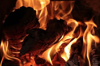 Close-up of bonfire at night