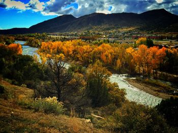 Scenic view of mountains against sky