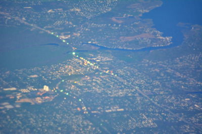 Aerial view of city and sea