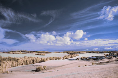 Scenic view of road by land against sky